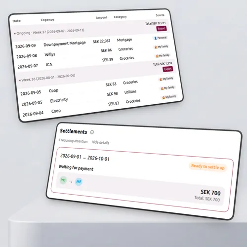 Household Saga shared household expenses and settlement balance